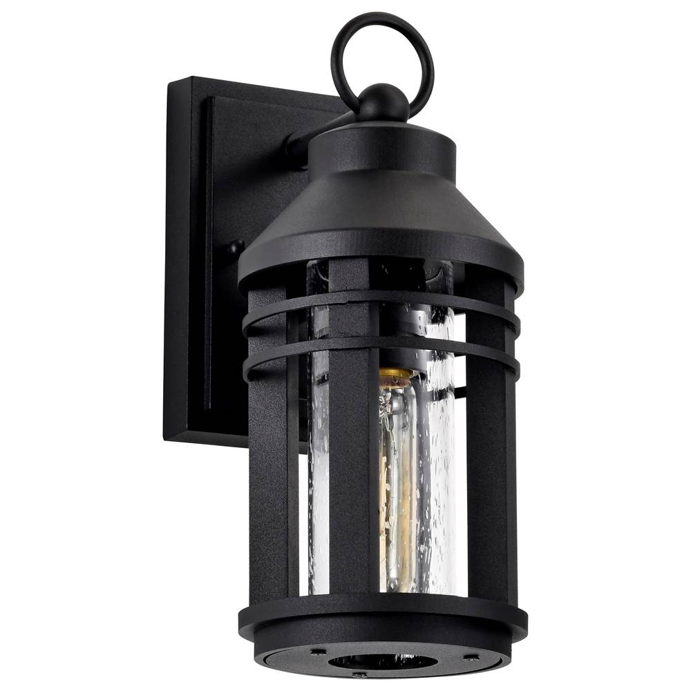 Nuvo Wilton; 1 Light Small Wall Lantern; Matte Black With Clear Seeded Glass