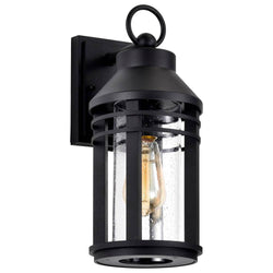 Nuvo Wilton; 1 Light Medium Wall Lantern; Matte Black With Clear Seeded Glass