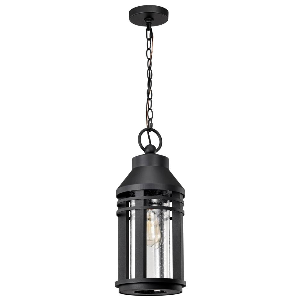 Nuvo Wilton; 1 Light Hanging Lantern; Matte Black With Clear Seeded Glass