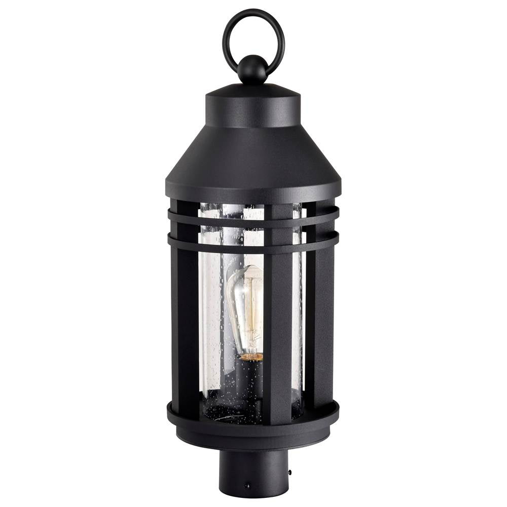 Nuvo Wilton; 1 Light Post Top; Matte Black With Clear Seeded Glass