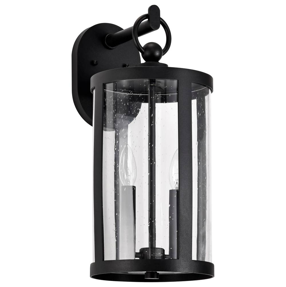 Nuvo Broadstone; 2 Light Medium Wall Lantern; Matte Black With Clear Seeded Glass