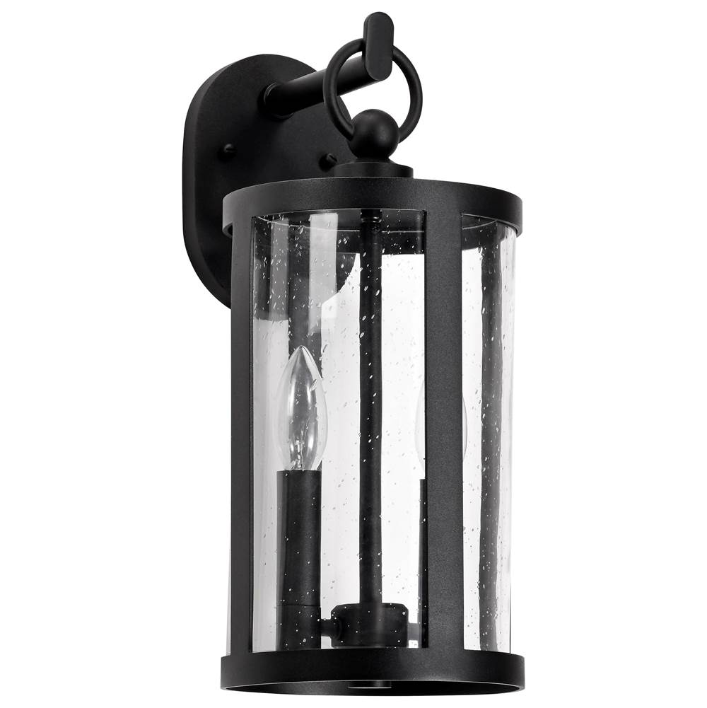Nuvo Broadstone; 2 Light Large Wall Lantern; Matte Black With Clear Seeded Glass