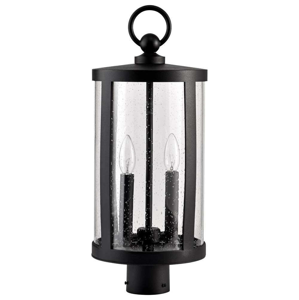 Nuvo Broadstone; 2 Light Post Top; Matte Black With Clear Seeded Glass
