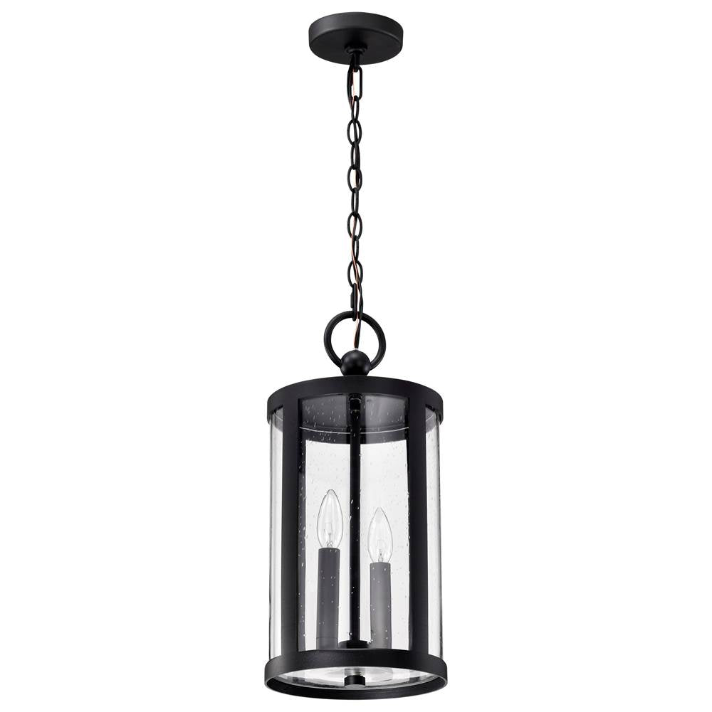 Nuvo Broadstone; 2 Light Hanging Lantern; Matte Black With Clear Seeded Glass
