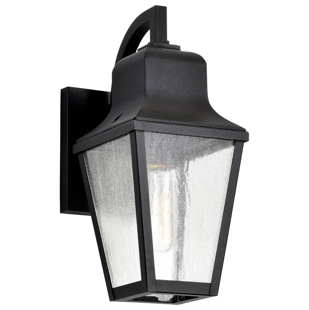 Nuvo Lawrence; 1 Light Small Wall Lantern; Matte Black With Clear Seeded Glass
