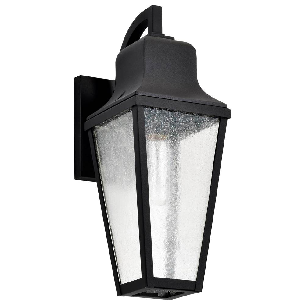 Nuvo Lawrence; 1 Light Medium Wall Lantern; Matte Black With Clear Seeded Glass