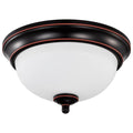 Nuvo  Center Lock 11 Inch Led Flush Mount; 19 Watt; 3000k; Mahogany Bronze Finish; Frosted Glass