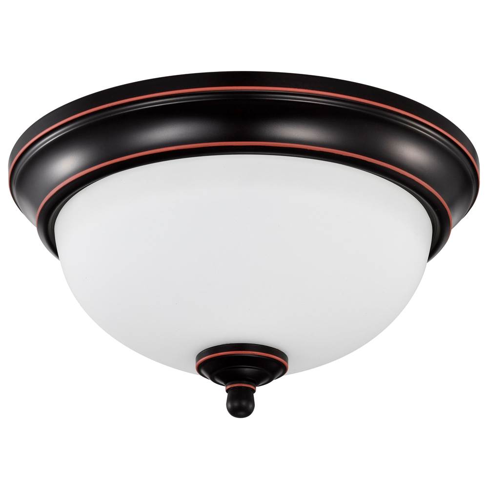 Nuvo  Center Lock 11 Inch Led Flush Mount; 19 Watt; 3000k; Mahogany Bronze Finish; Frosted Glass