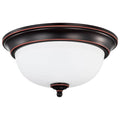 Nuvo  Center Lock 13 Inch Led Flush Mount; 19 Watt; 3000k; Mahogany Bronze Finish; Frosted Glass