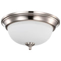 Nuvo  Center Lock 13 Inch Led Flush Mount; 19 Watt; 3000k; Brushed Nickel Finish; Frosted Glass