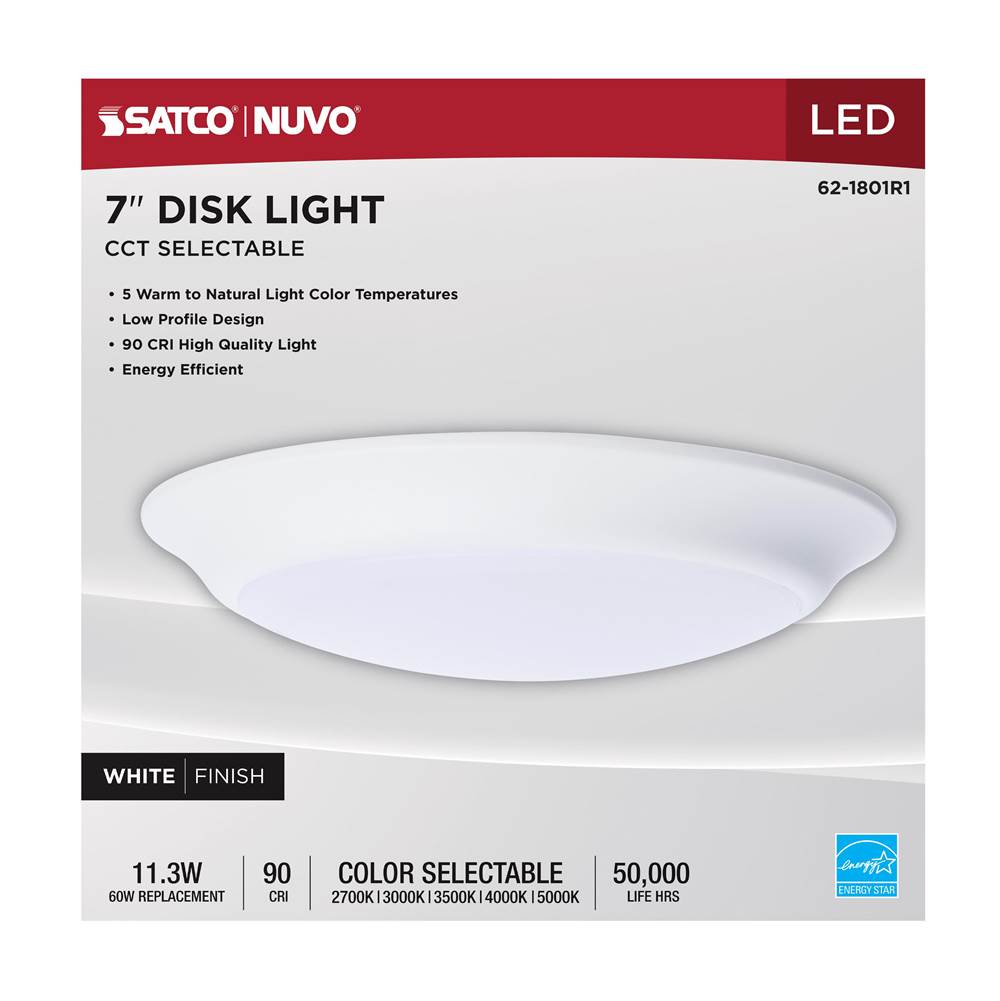 Nuvo 62-1801R1 White 7'' Led Disk Light White Finish Image 4