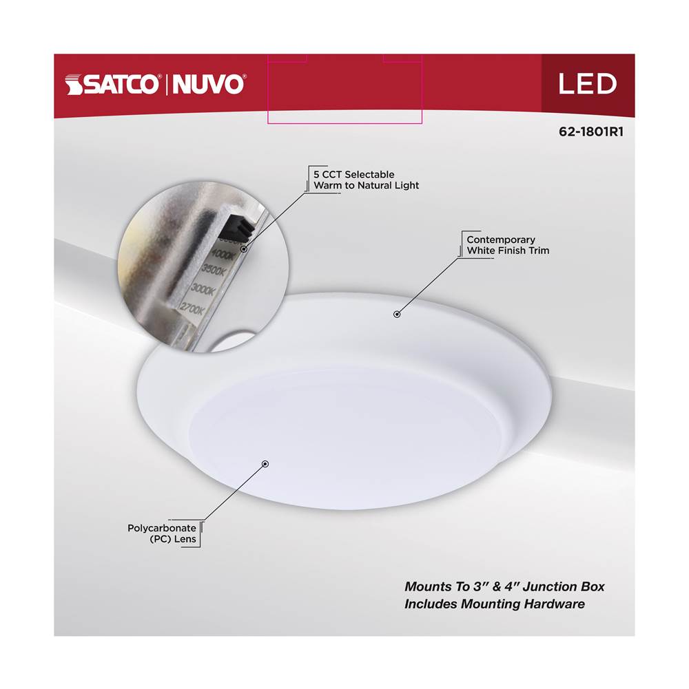 Nuvo 62-1801R1 White 7'' Led Disk Light White Finish Image 3