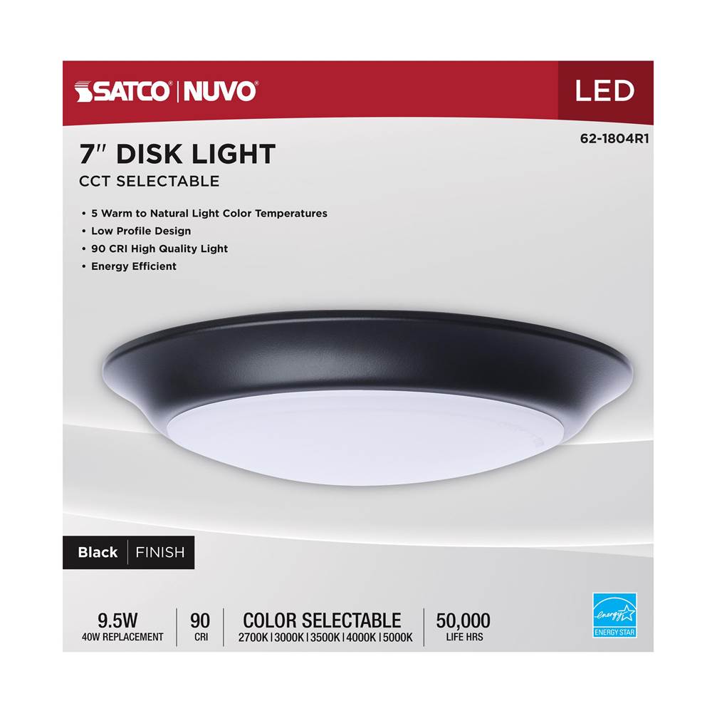 Nuvo 62-1804R1 Black 7'' Led Disk Light Black Finish Image 4