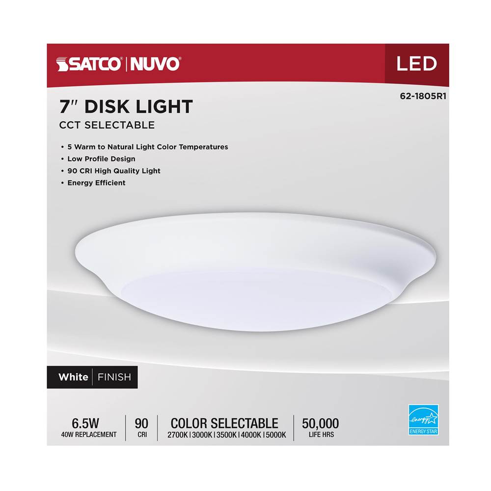 Nuvo 62-1805R1 White 7'' Led 6.5w Disk Light White Image 4