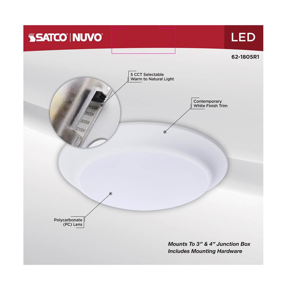 Nuvo 62-1805R1 White 7'' Led 6.5w Disk Light White Image 3