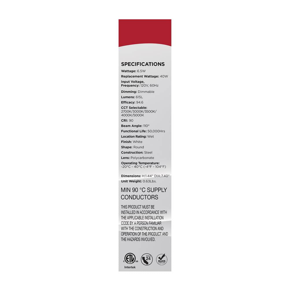 Nuvo 62-1805R1 White 7'' Led 6.5w Disk Light White Image 2