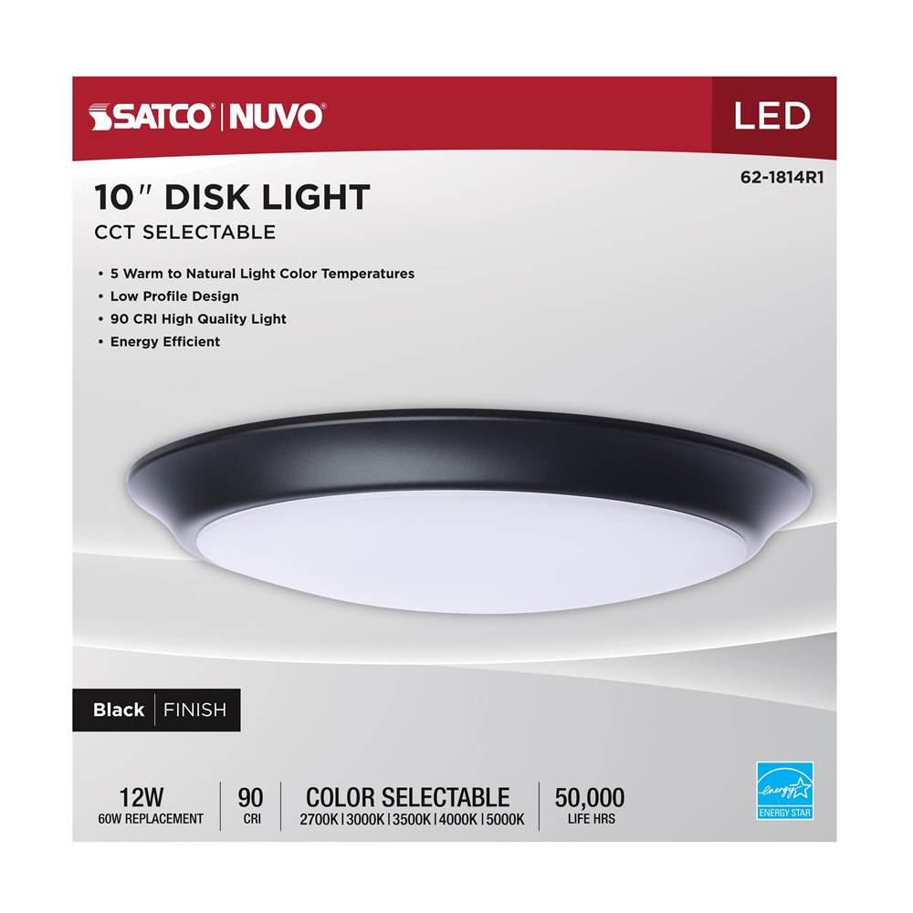 Nuvo 62-1814R1 Black 10'' Led Disk Light Black Fin Image 4