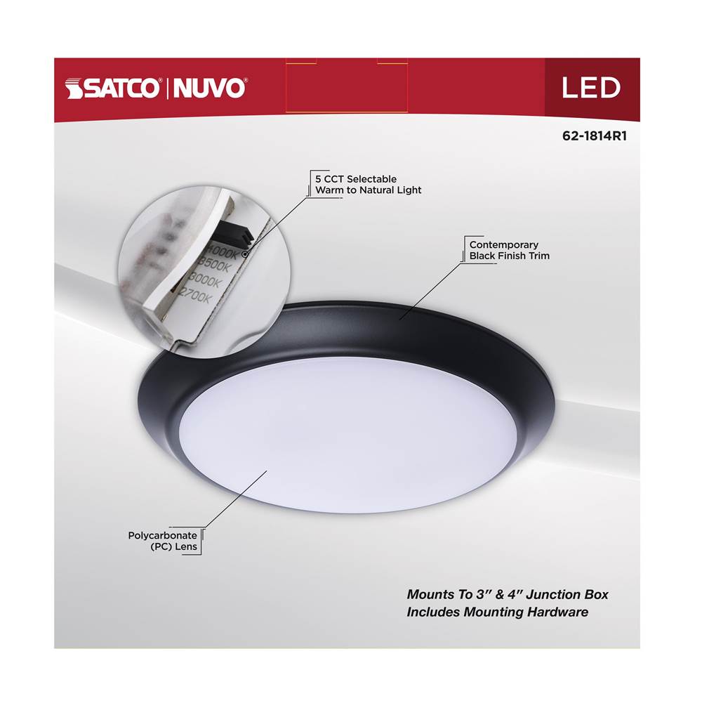 Nuvo 62-1814R1 Black 10'' Led Disk Light Black Fin Image 3