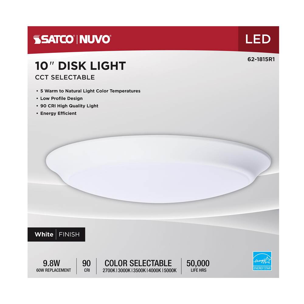 Nuvo 62-1815R1 White 10'' Led 9.8w Disk Light White Image 4