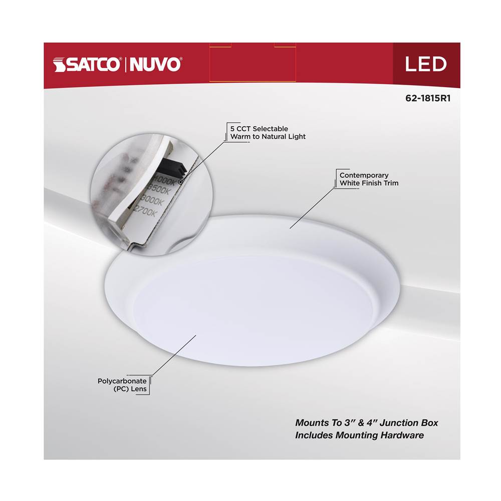 Nuvo 62-1815R1 White 10'' Led 9.8w Disk Light White Image 3