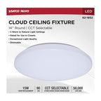 Nuvo 62-1852 White 14 Inch Led Cloud Fixture - 15 Watts - 27k/30k/35k/40k/50k Cct Selectable - Round Shape - White Finish - 120 Volt Image 3