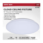 Nuvo 62-1861 White 14 Inch Led Cloud Fixture - 17 Watts - 27k/30k/35k/40k/50k Cct Selectable - White Finish - Round Shape - 120-277 Ranged Voltage Image 2
