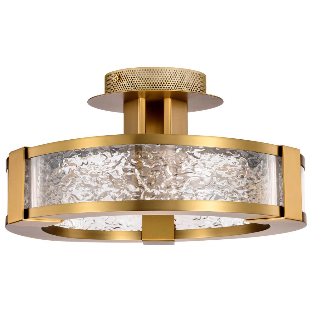 Nuvo Darrow; 13 Inch Led Semi Flush; Vintage Brass; Acrylic Panels