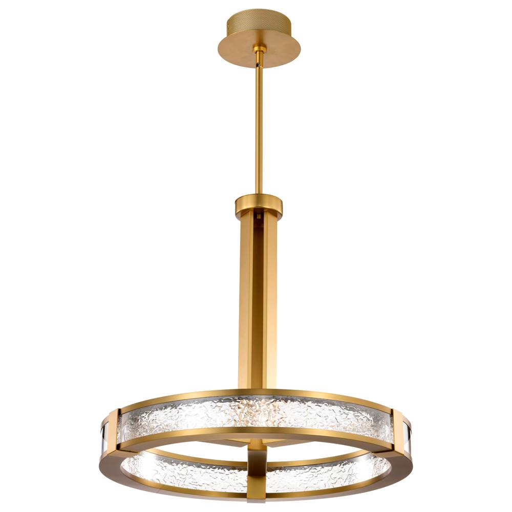Nuvo Darrow; 24 Inch Led Pendant; Vintage Brass; Textured Acrylic Panels
