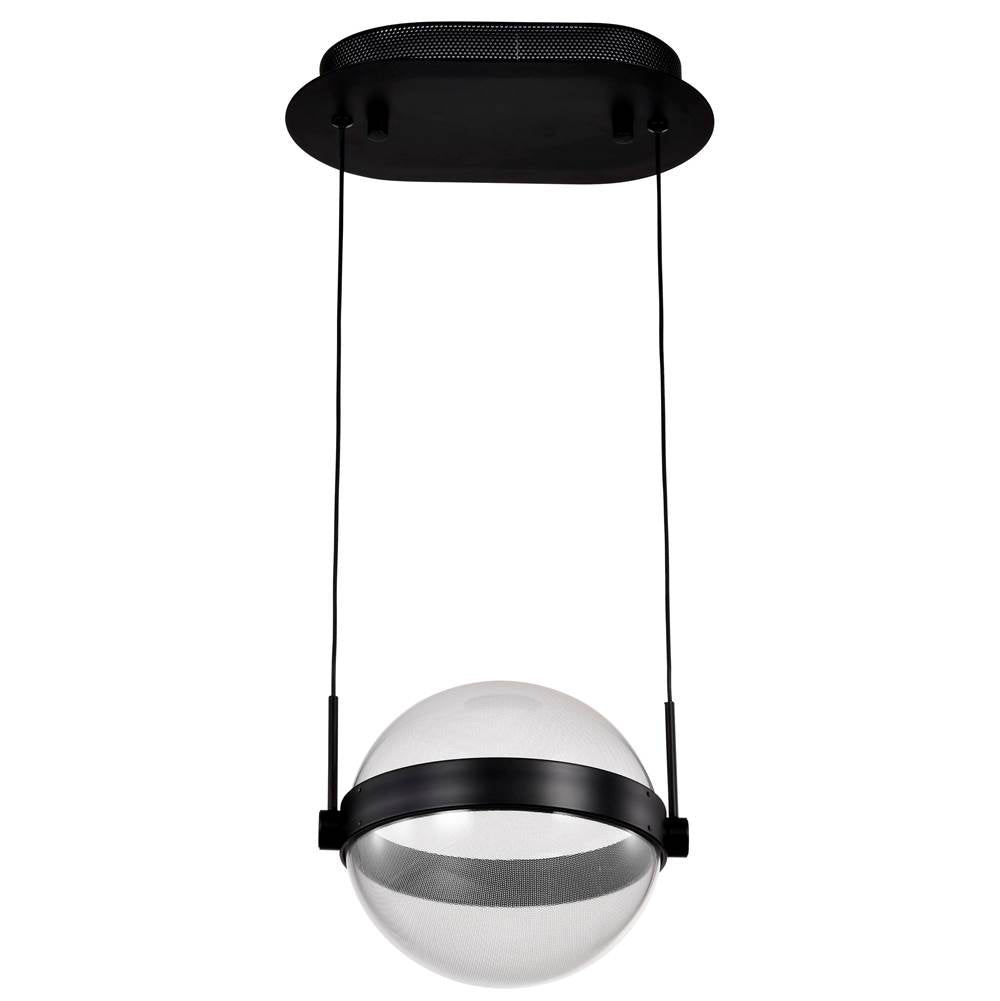 Nuvo Arvada; 8 Inch Led Pendant; Matte Black; Silk Screened Acrylic Lens