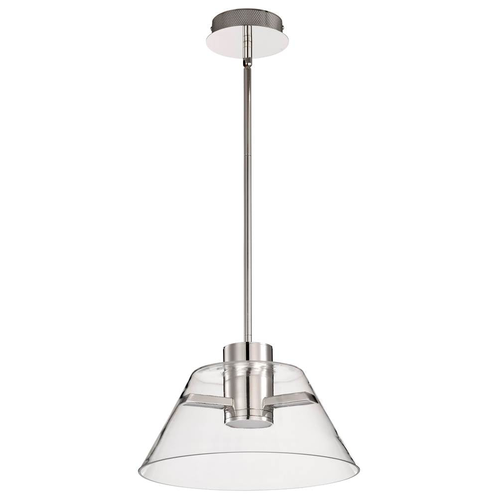 Nuvo Edmond; 14 Inch Led Pendant; Polished Nickel With Clear Glass