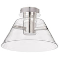 Nuvo Edmond; 14 Inch Led Semi Flush; Polished Nickel With Clear Glass