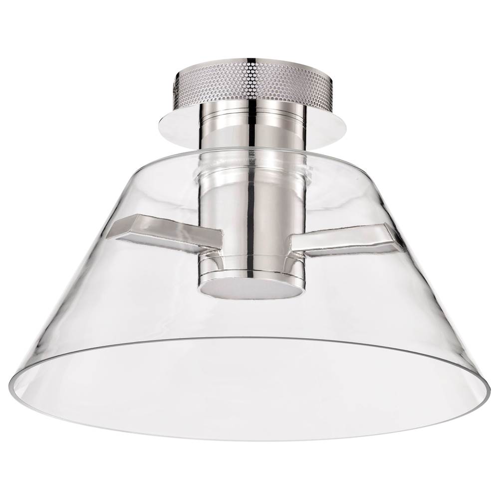 Nuvo Edmond; 14 Inch Led Semi Flush; Polished Nickel With Clear Glass