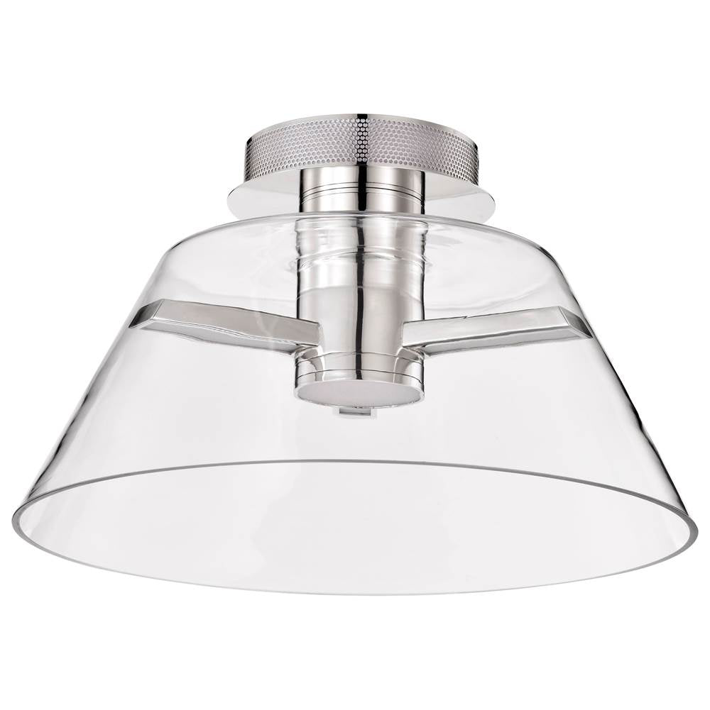 Nuvo Edmond; 17 Inch Led Semi Flush; Polished Nickel With Clear Glass