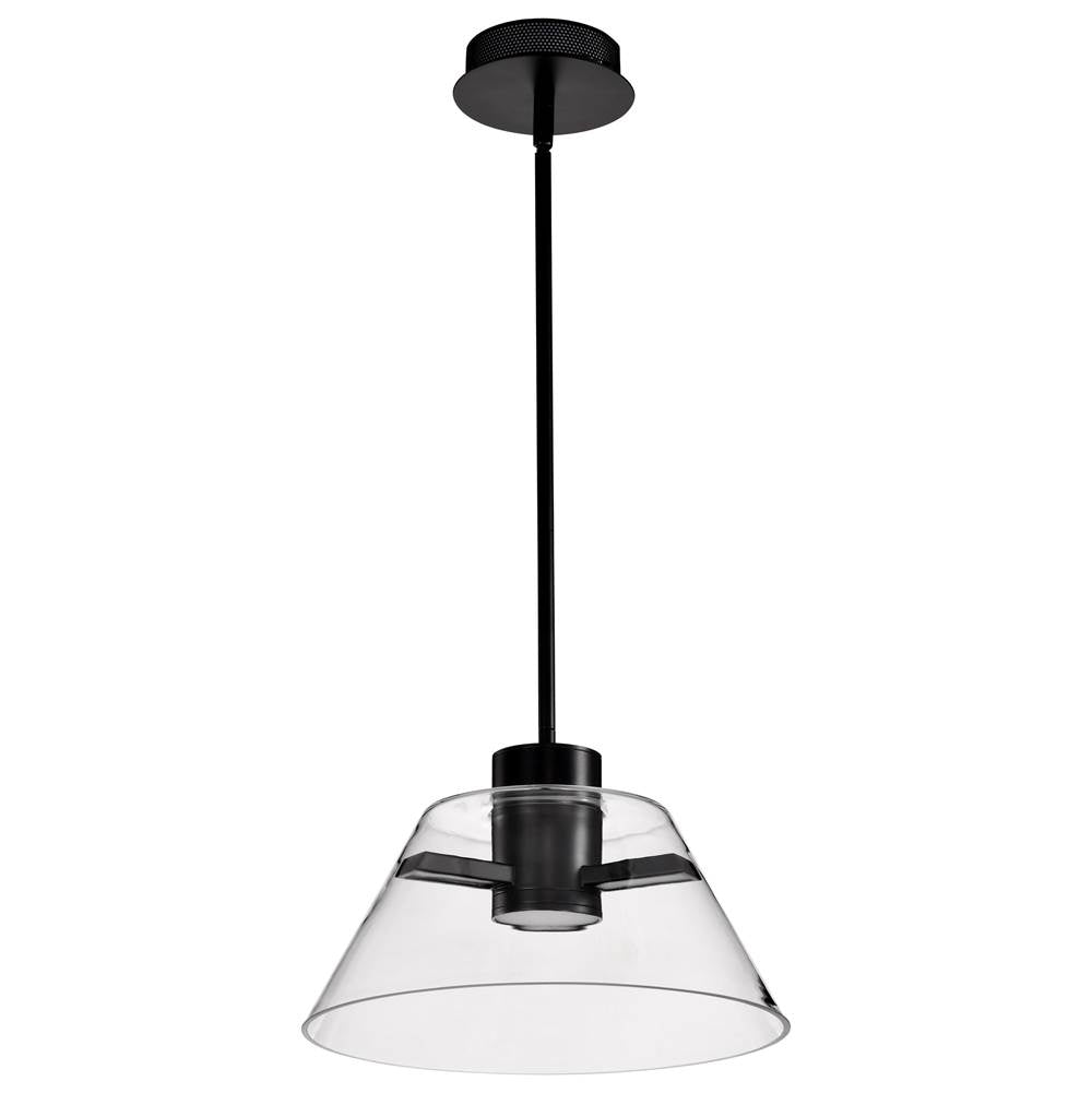 Nuvo Edmond; 14 Inch Led Pendant; Matte Black With Clear Glass