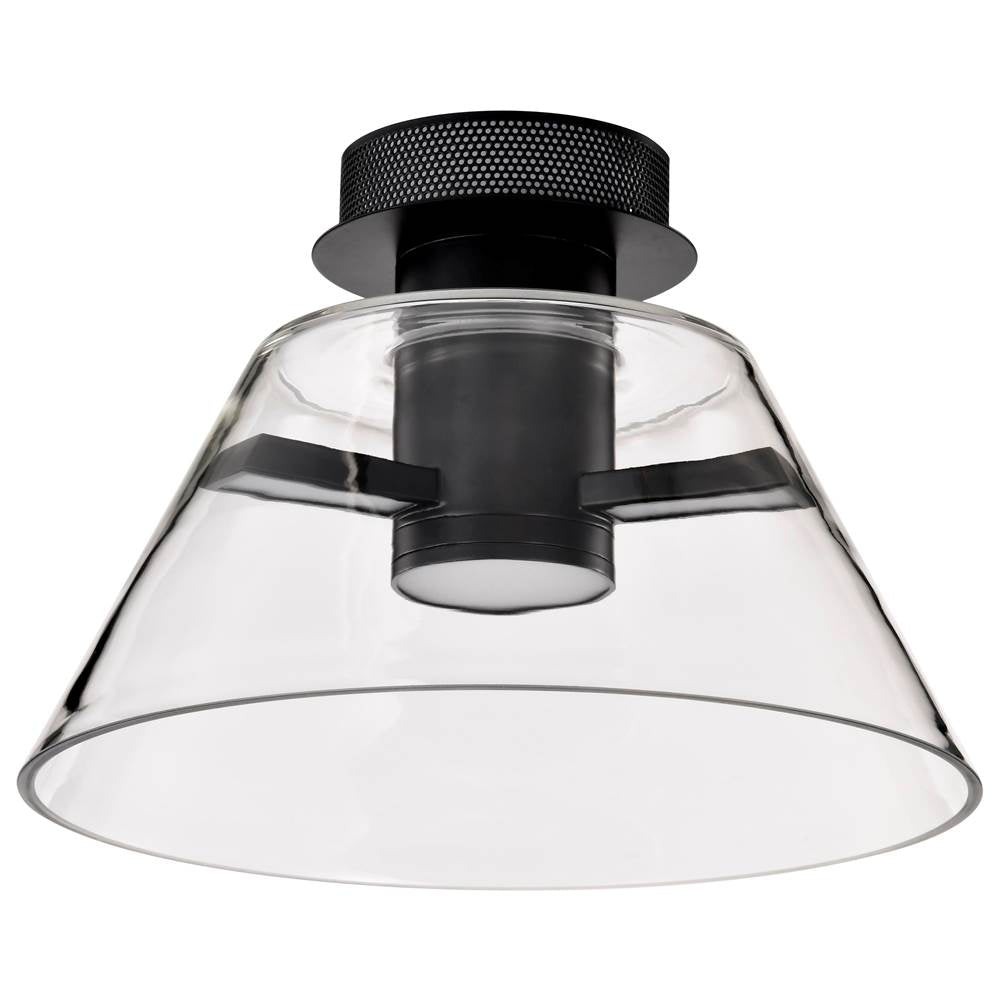 Nuvo Edmond; 14 Inch Led Semi Flush; Matte Black With Clear Glass