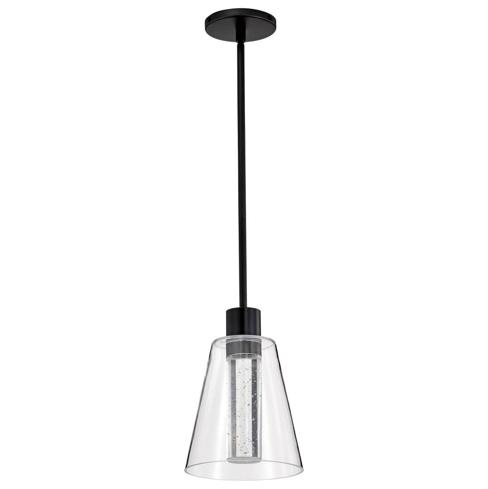 Nuvo Aura; 7 Inch Led Pendant; Matte Black; K9 Bubble Crystal; 3000k Cct