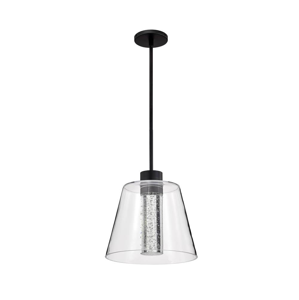 Nuvo Aura; 12 Inch Led Pendant; Matte Black; K9 Bubble Crystal; 3000k Cct