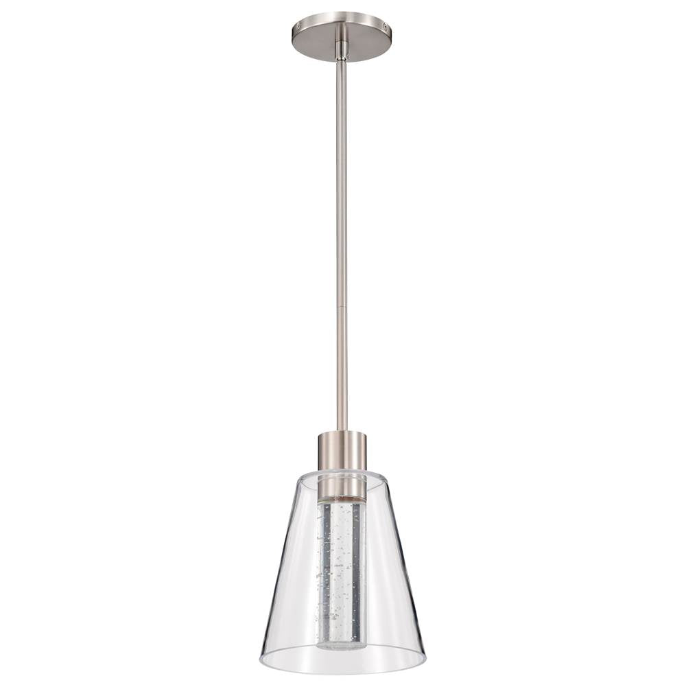 Nuvo Aura; 7 Inch Led Pendant; Brushed Nickel; K9 Bubble Crystal; 3000k Cct