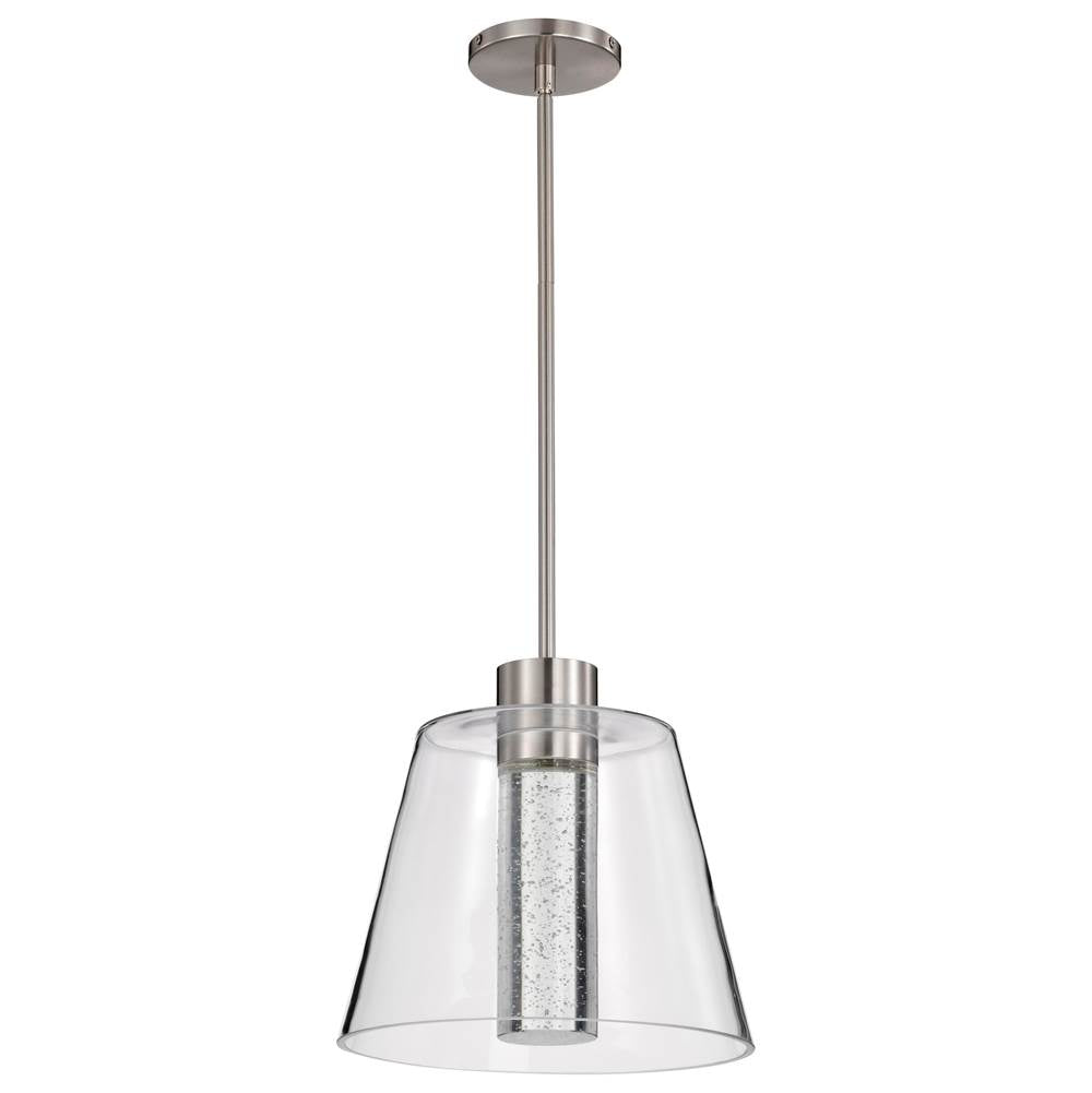 Nuvo Aura; 12 Inch Led Pendant; Brushed Nickel; K9 Bubble Crystal; 3000k Cct
