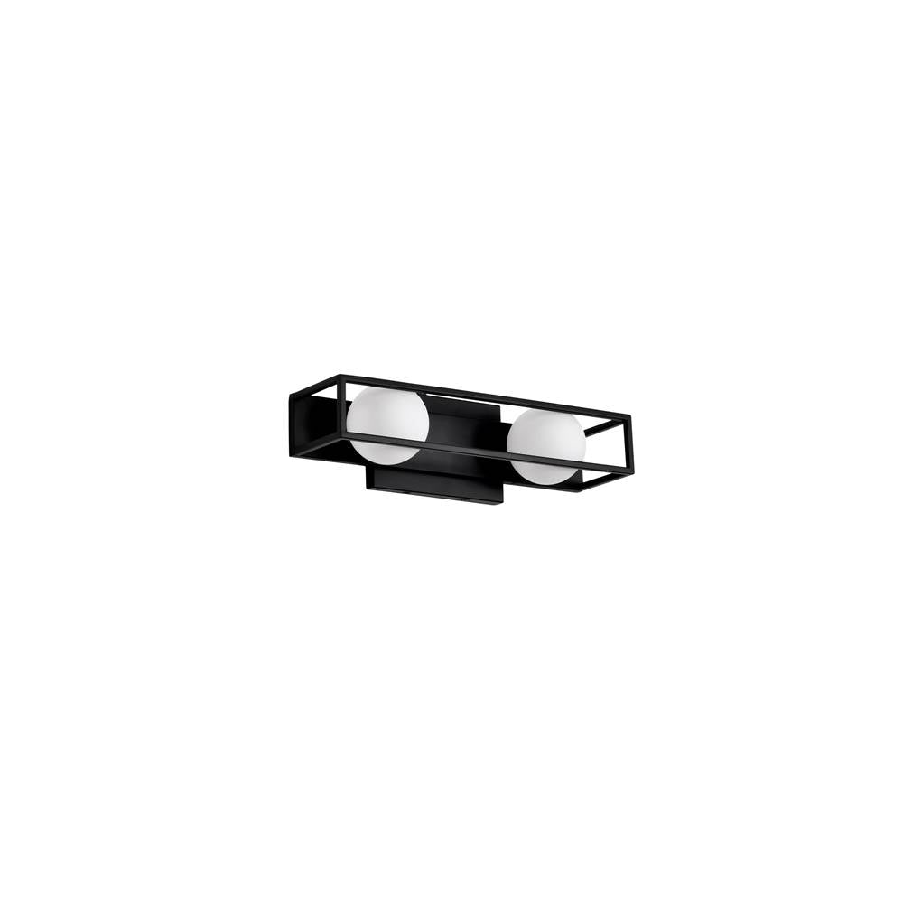 Nuvo Jenkins; 16 Inch 2 Light Led Vanity; Matte Black With Frosted Glass