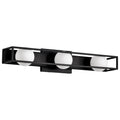 Nuvo Jenkins; 24 Inch 3 Light Led Vanity; Matte Black With Frosted Glass