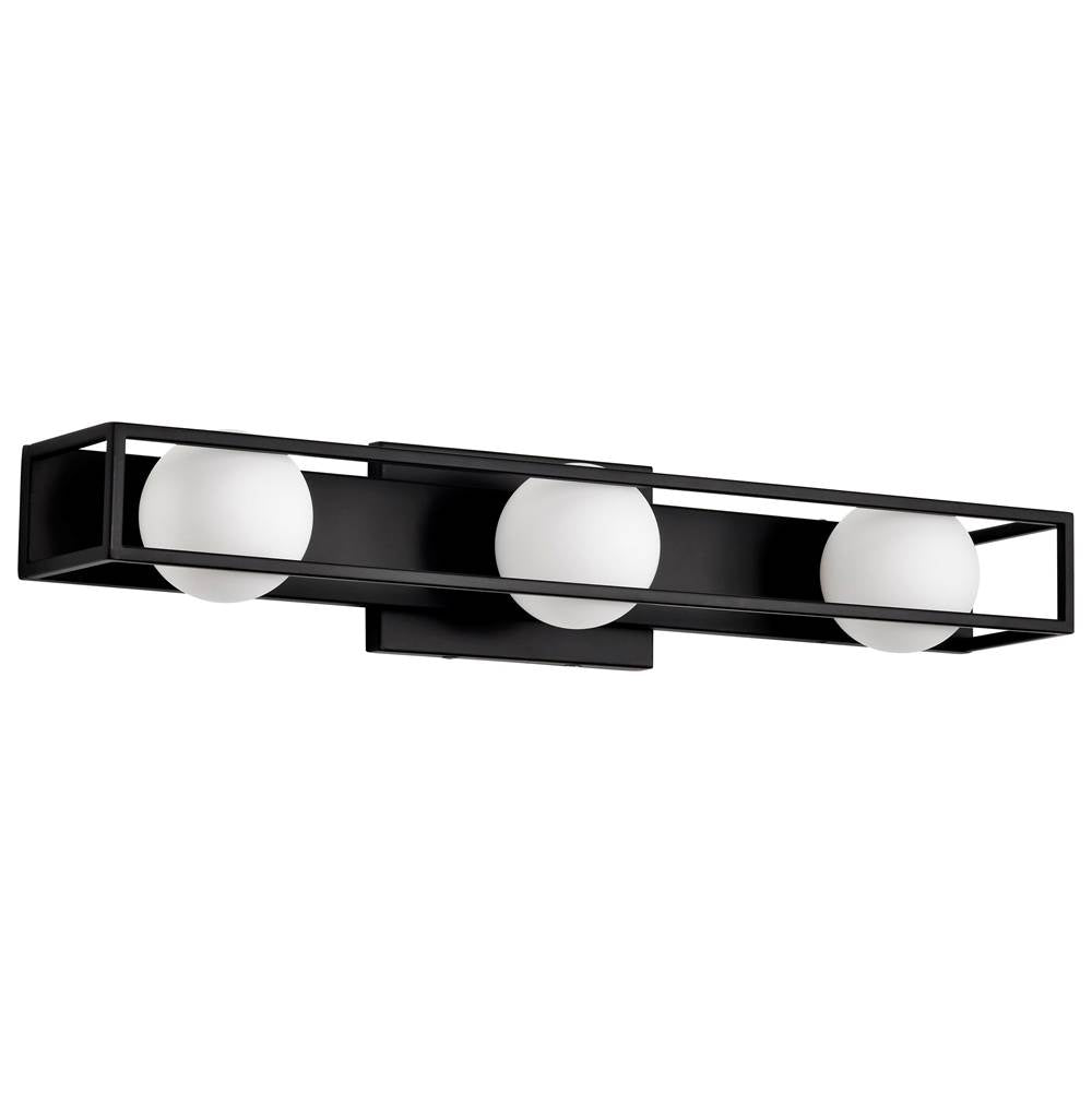 Nuvo Jenkins; 24 Inch 3 Light Led Vanity; Matte Black With Frosted Glass
