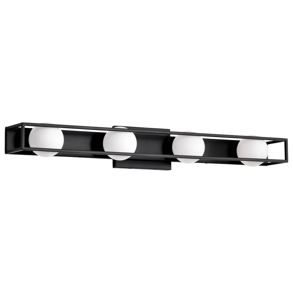 Nuvo Jenkins; 32 Inch 4 Light Led Vanity; Matte Black With Frosted Glass