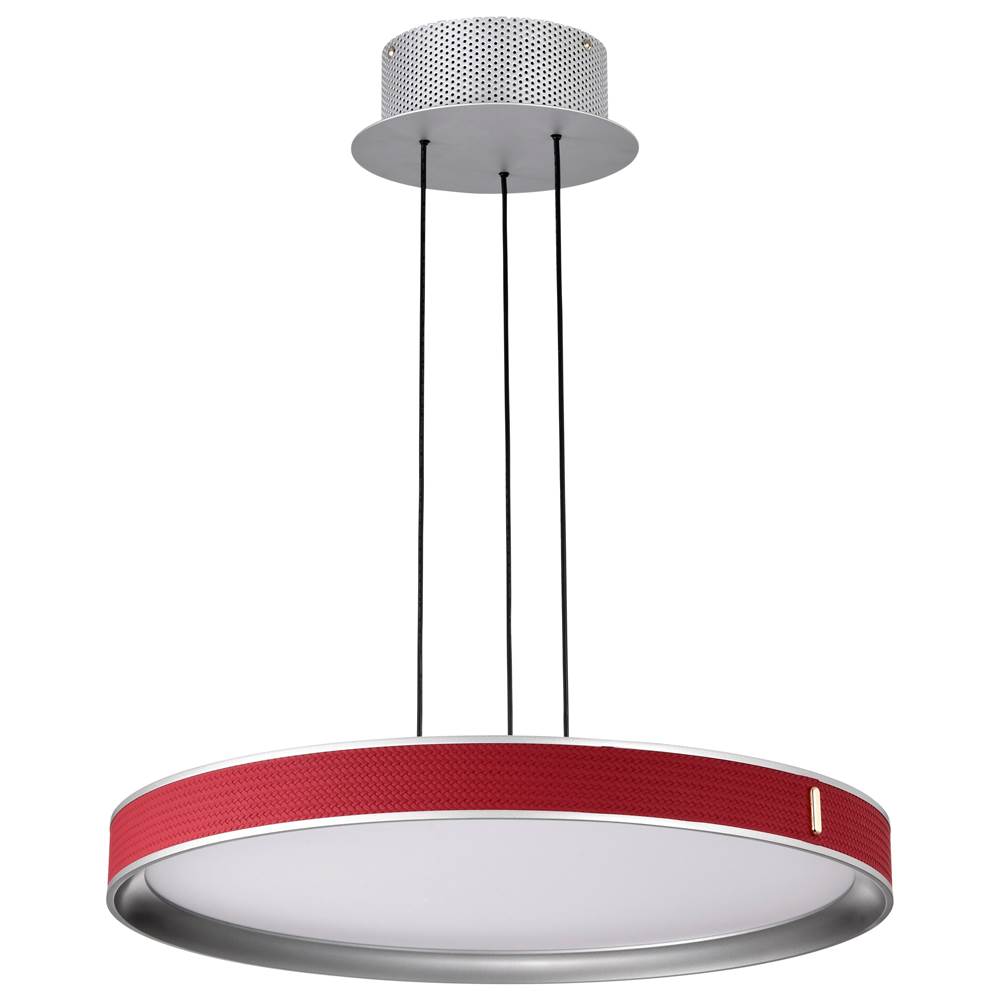Nuvo Bandon; 20 Inch Led Pendant; Gray With Red Wrap; Acrylic Lens