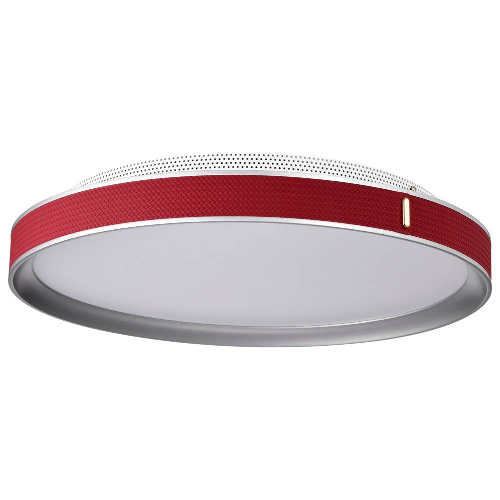 Nuvo Bandon; 20 Inch Led Flush Mount; Gray With Red Wrap; Acrylic Lens