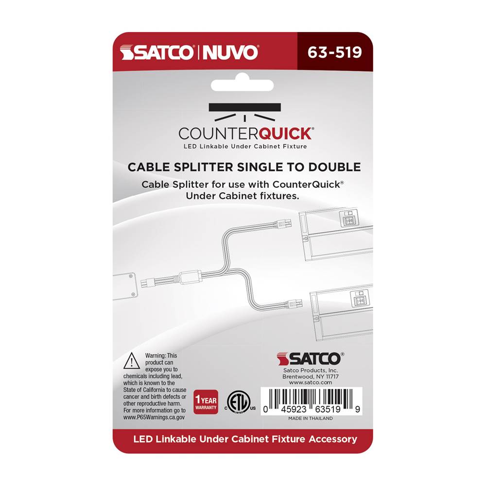 Nuvo  Y-splitter For Under Cabinet Led Fixtures - White Finish