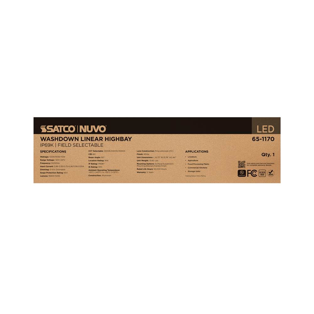 Nuvo 65-1170 White Ip69k Linear Hb 105w/90w/70w Image 4