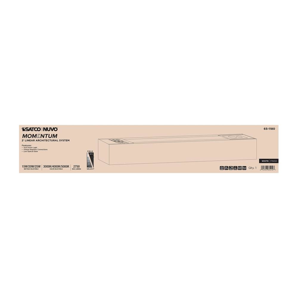 Nuvo 65-1180 White Momentum - 2 Foot Led Connectable Linear Strip - Up And Down Selectable - White Finish Image 1