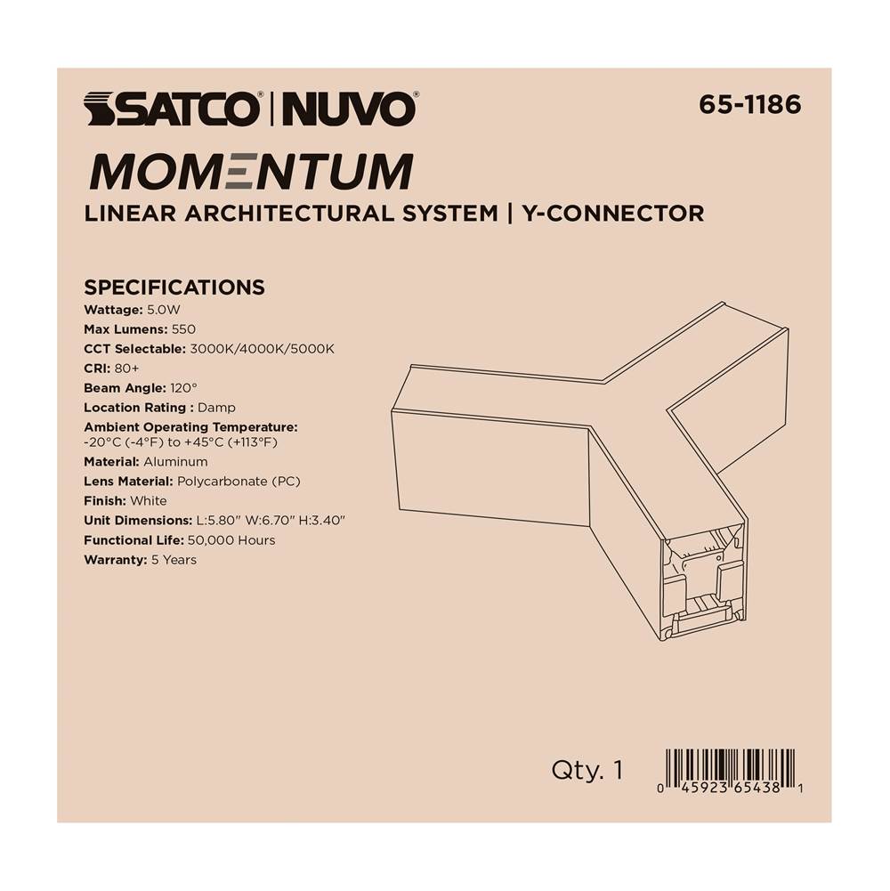 Nuvo  Momentum - Y-connector For Led Linear System - White Finish