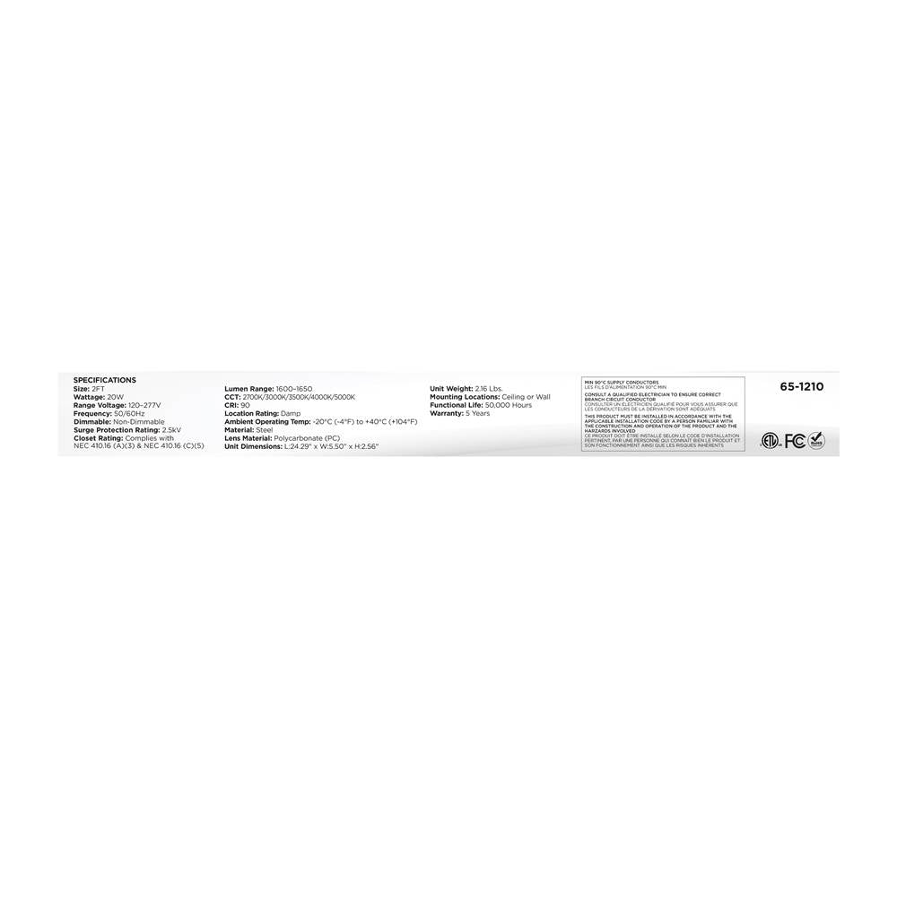 Nuvo 65-1210 White Led 2 Foot Ceiling Wrap - 20 Watts - 27k/30k/35k/40k/50k Cct Selectable - White Finish - 120-277 Volt Image 2